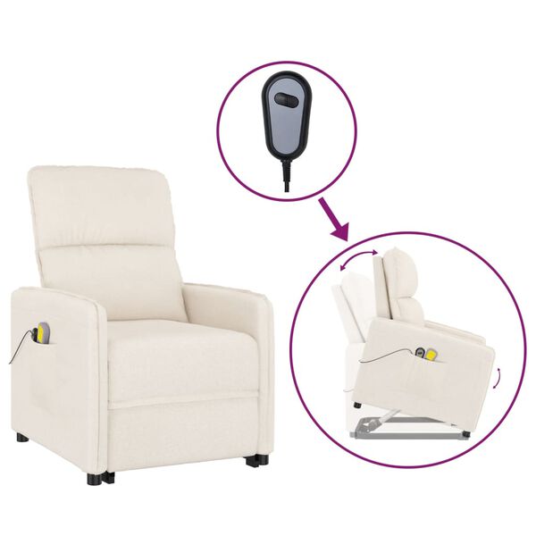 vidaXL Poltrona Alzapersona Massaggiante Beige in Tessuto Microfibra