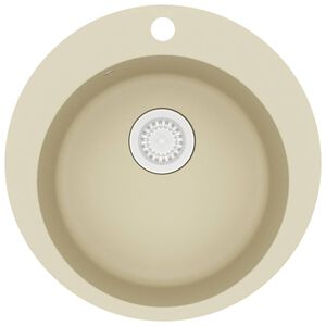 vidaXL Lavello da Cucina in Granito Vasca Singola Tonda Beige
