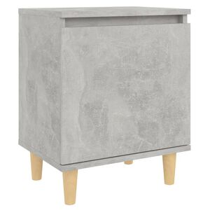 vidaXL Comodino con Gambe in Legno Massello Grigio Cemento 40x30x50 cm