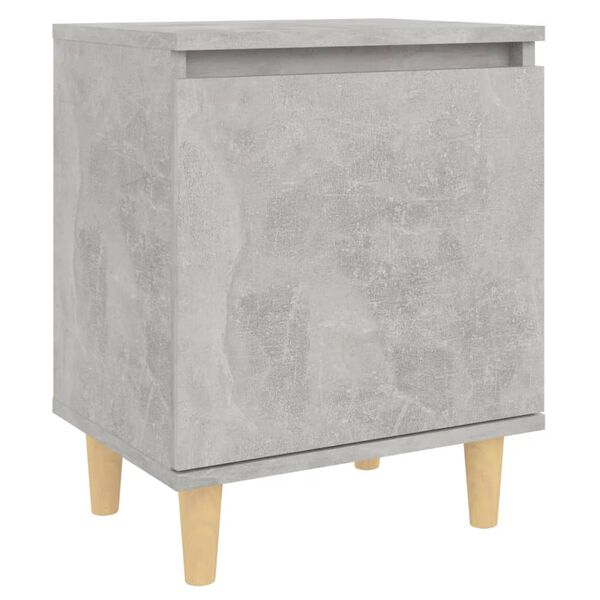 vidaXL Comodino con Gambe in Legno Massello Grigio Cemento 40x30x50 cm