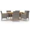 vidaXL Set da Pranzo per Giardino 7 pz con Cuscini Grigio