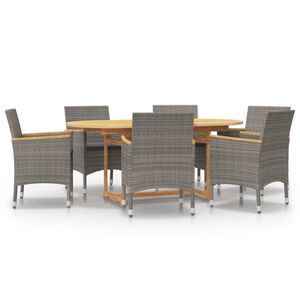 vidaXL Set da Pranzo per Giardino 7 pz con Cuscini Grigio