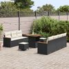 vidaXL Set Divano da Giardino 10 pcs Nero polyrattan