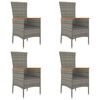 vidaXL Sedie da Giardino con Cuscini 4 pz in Polyrattan Grigie