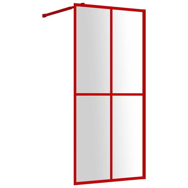 vidaXL Parete per Doccia Walk-in Vetro Trasparente ESG 80x195 cm Rossa