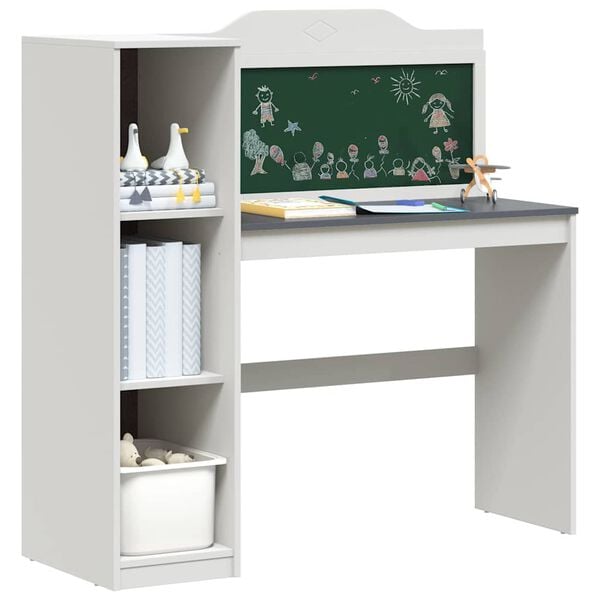 vidaXL Scrivania Lavagna ROROS Bianco e Grigio 120 x 45 x 118,5 cm