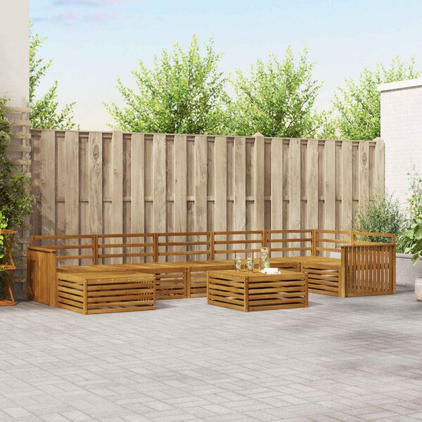 vidaXL Set divani 8 pcs Naturale Legno di Acacia Massello