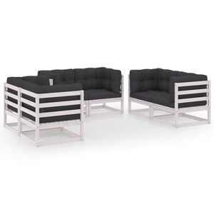 vidaXL Set Divani da Giardino 6 pz con Cuscini Legno Massello Pino