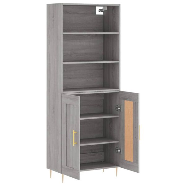 vidaXL Credenza Grigio Sonoma 69,5x34x180 cm in Legno Multistrato