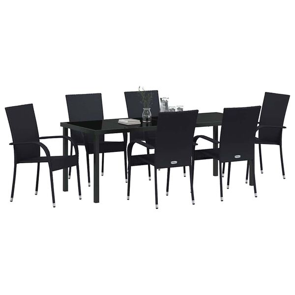 vidaXL Set da Pranzo per Giardino 7 pcs Nero