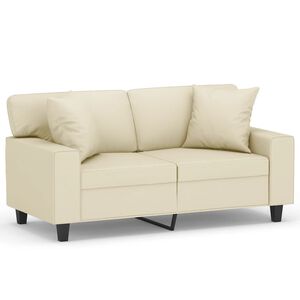 vidaXL Divano a 2 Posti con Cuscini Crema 120 cm in Similpelle