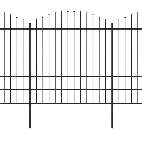 vidaXL Recinzione da Giardino con Punta a Lancia in Acciaio 1781,5x200 cm Nero