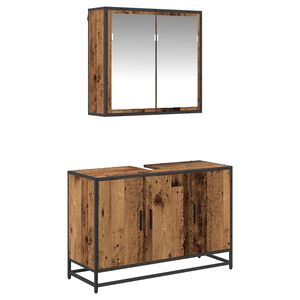 vidaXL Set di mobili per il bagno con lo scaffale 2 pcs Legno vecchio