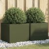 vidaXL Fioriere 2 pz Verde Oliva 42x40x39 cm in Acciaio