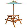 vidaXL Tavolo Picnic per Bambini con Ombrellone 79x90x60cm in Acacia