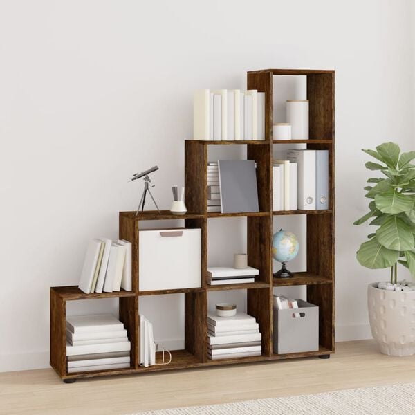 vidaXL Libreria a Scala Rovere Fumo 142 cm in Legno Multistrato
