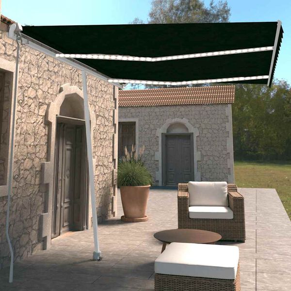 vidaXL Tenda da Sole Retrattile Manuale con LED 300x250 cm Antracite