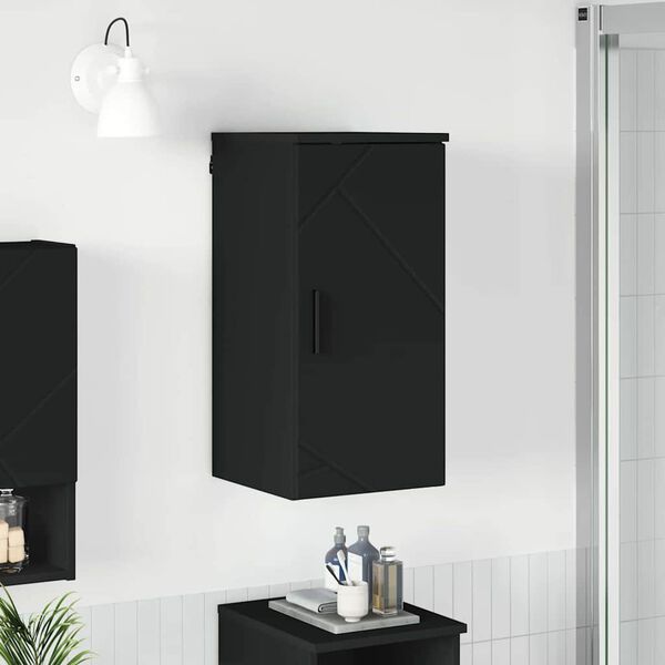 vidaXL Mobile da Bagno Montaggio a parete Nero 30 x 31,5 x 61 cm
