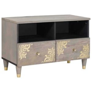 vidaXL Mobile TV Grigio 70 x 33 x 46 cm Legno di mango massello