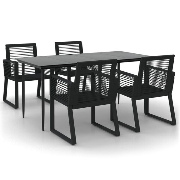vidaXL Set da Pranzo da Giardino 5 pz Nero in Rattan PVC