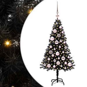 vidaXL Albero di Natale con 150 LED con supporto Nero 120 cm PVC