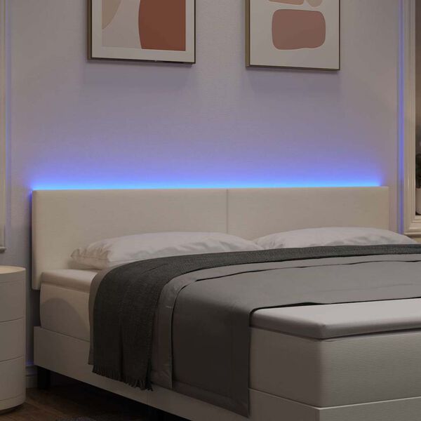 vidaXL Testiera LED con luci a strisce a LED Crema 180 cm Poliestere