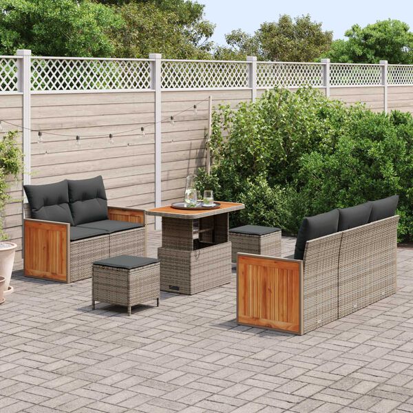 vidaXL Set Divano da Giardino con cuscino 10 pcs Grigio polyrattan