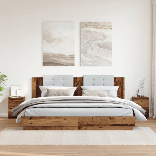 vidaXL Comodini 2 pz Legno Antico 30x30x40 cm in Legno Multistrato