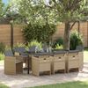 vidaXL Set da Pranzo per Giardino 9 pcs Beige polyrattan
