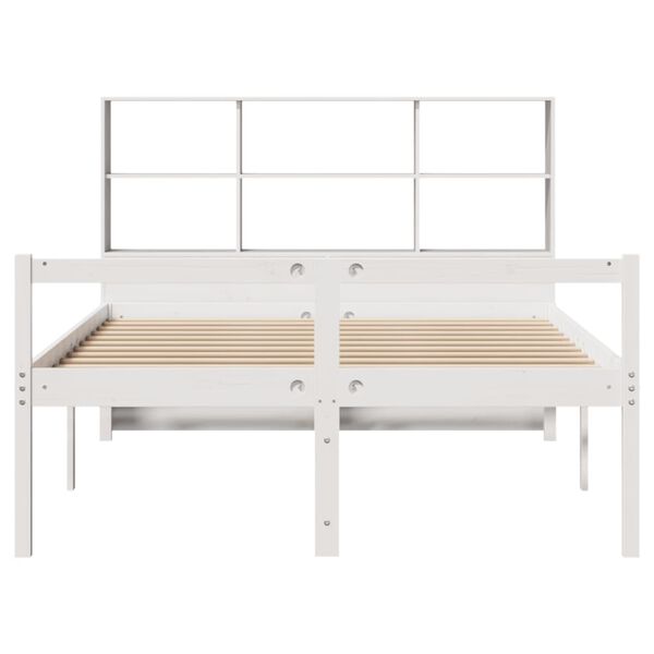 vidaXL Letto Libreria senza Materasso Bianco 160x200 cm Legno di Pino