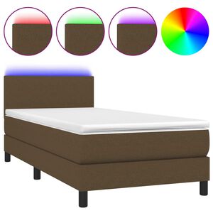 vidaXL Letto a Molle Materasso e LED Marrone Scuro 100x200 cm Tessuto
