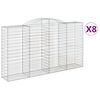 vidaXL Cesti Gabbioni ad Arco 8 pz 300x50x160/180 cm Ferro Zincato