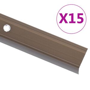 vidaXL Profili a L per Gradini 15 pz in Alluminio 90 cm Marrone