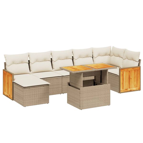 vidaXL Set Divano da Giardino 8 pz con Cuscini Beige in Polyrattan