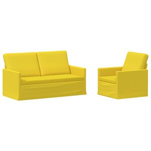 vidaXL Set di divani 2 pz Giallo Chiaro Tessuto