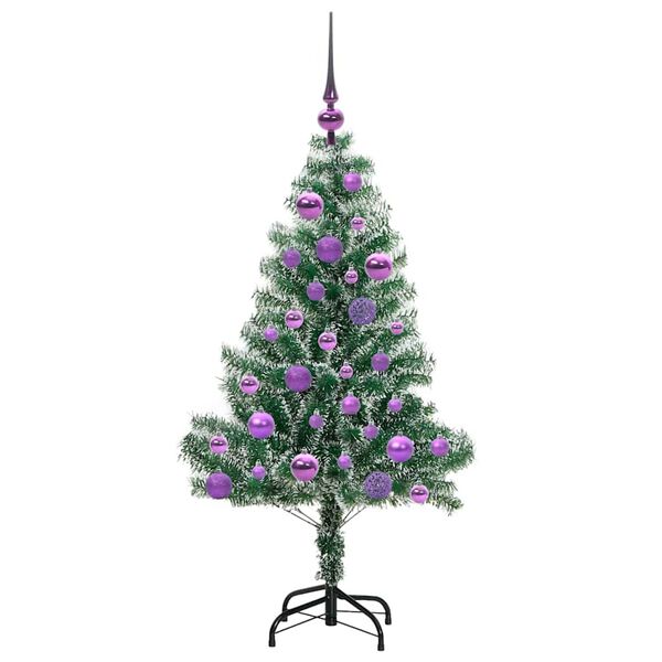 vidaXL Albero di Natale Artificiale Imbiancato con Luci LED 120 cm
