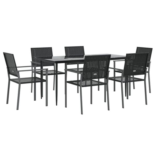 vidaXL Set da Pranzo da Giardino 7 pz in Polyrattan e Acciaio