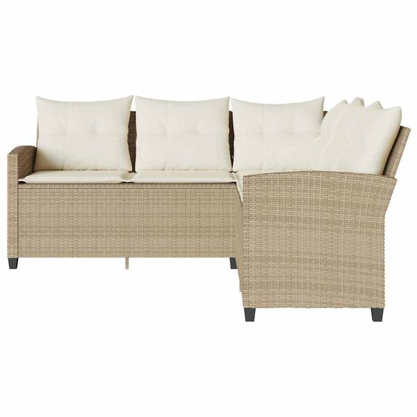 vidaXL Divano a Forma di L con Cuscini in Polyrattan Beige
