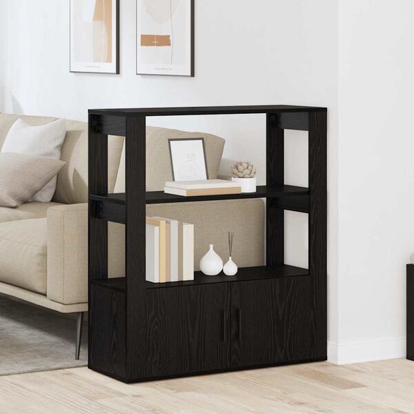 vidaXL Credenza Rovere nero 30 x 80 x 90 cm Legno multistrato