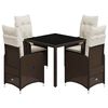 vidaXL Set Bistr&ograve; da Giardino 5 pz con Cuscini in Polyrattan Marrone