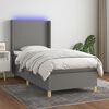 vidaXL Letto a Molle Materasso e LED Grigio Scuro 100x200cm in Tessuto
