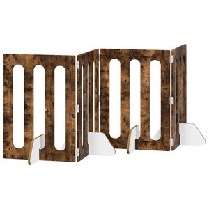 vidaXL Recinto pieghevole per animali 4 pcs Quercia Affumicata