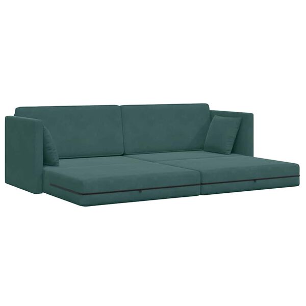 vidaXL Divano-letto da pavimento 200cm Verde Scuro Velluto
