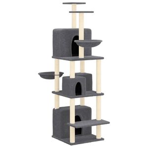 vidaXL Albero per Gatti con Tiragraffi in Sisal Grigio Scuro 180 cm