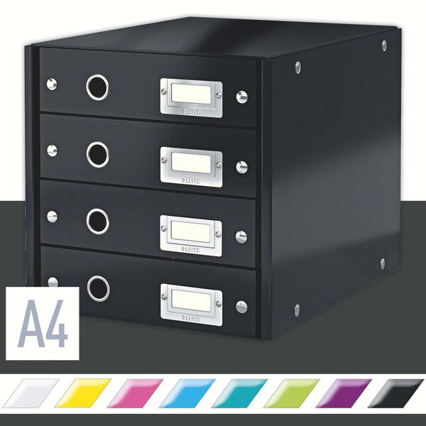 Leitz Schedario WOW Nero con 4 Cassetti