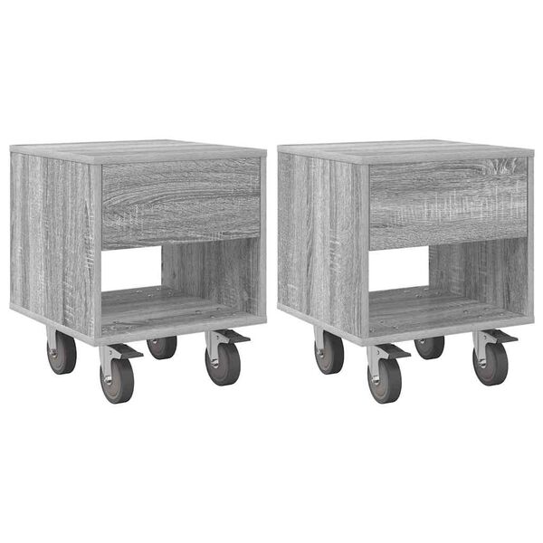 vidaXL Comodino 2 pcs Grigio Sonoma 40,5 x 40 x 48 cm