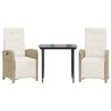 vidaXL Set da Bistr&ograve; 3 pz con Cuscini Beige in Polyrattan
