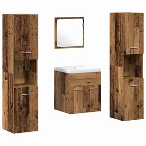 vidaXL Set di mobili per il bagno con lo scaffale 4 pcs Legno vecchio