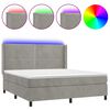 vidaXL Letto a Molle Materasso e LED Grigio Chiaro 160x200 cm Velluto