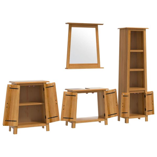 vidaXL Set Mobili da Bagno 4 pz in Legno Massello di Pino